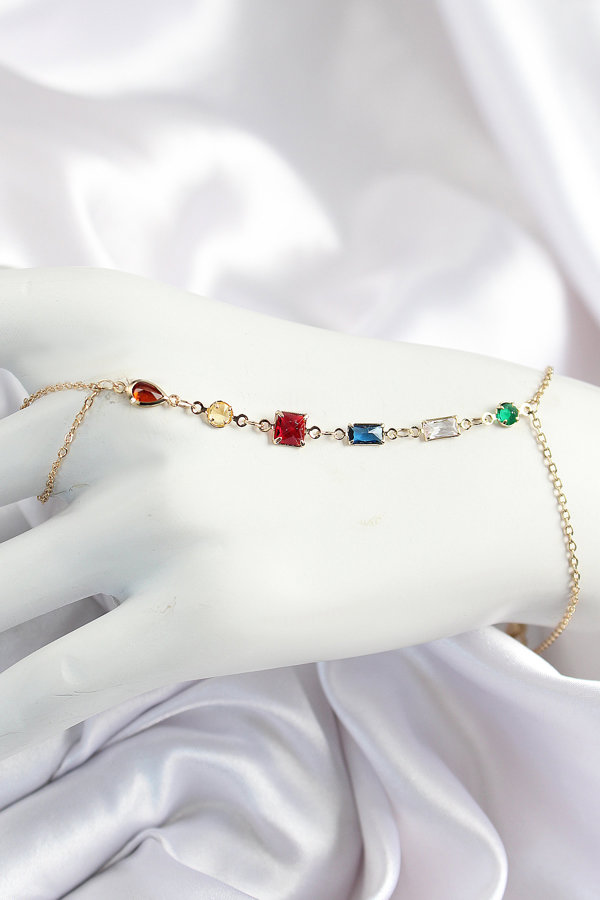 Pirinç Renkli Zirkon Taşlı Y Model Gold Renk Kadın Şahmeran