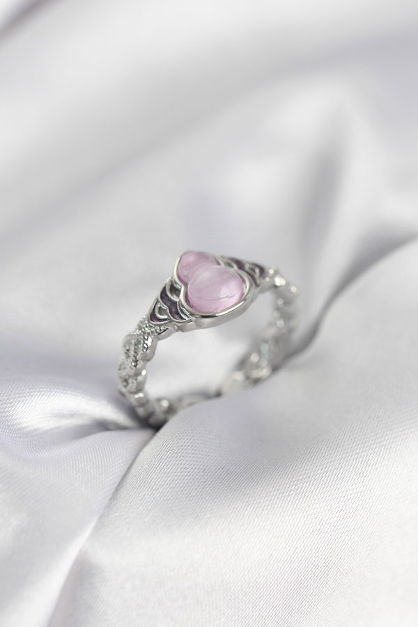 Gümüş Renk Pembe Damla Model Kadın Yüzük