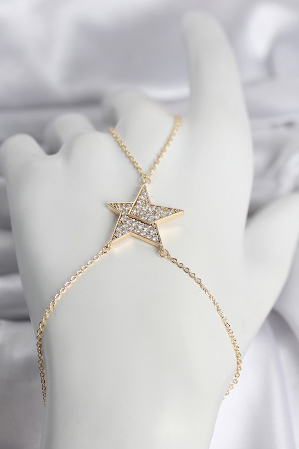 Pirinç Gold Renk Zirkon Taşlı Yıldız Model Kadın Şahmeran