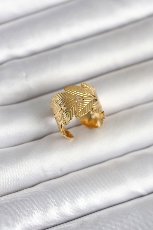 316L Çelik Gold Renk Başak Modeli Kadın Yüzük