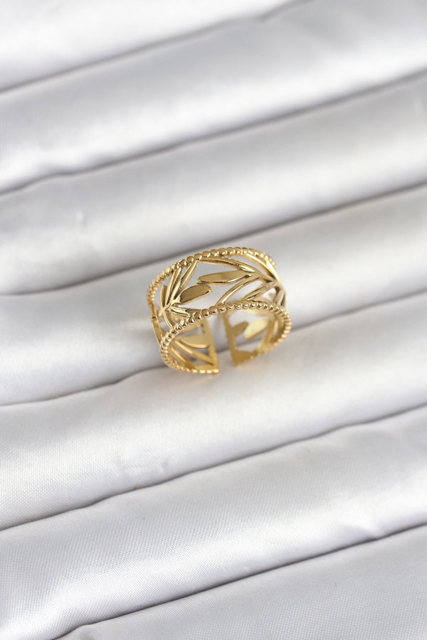 316L Çelik Gold Renk Başak Model Kadın Yüzük