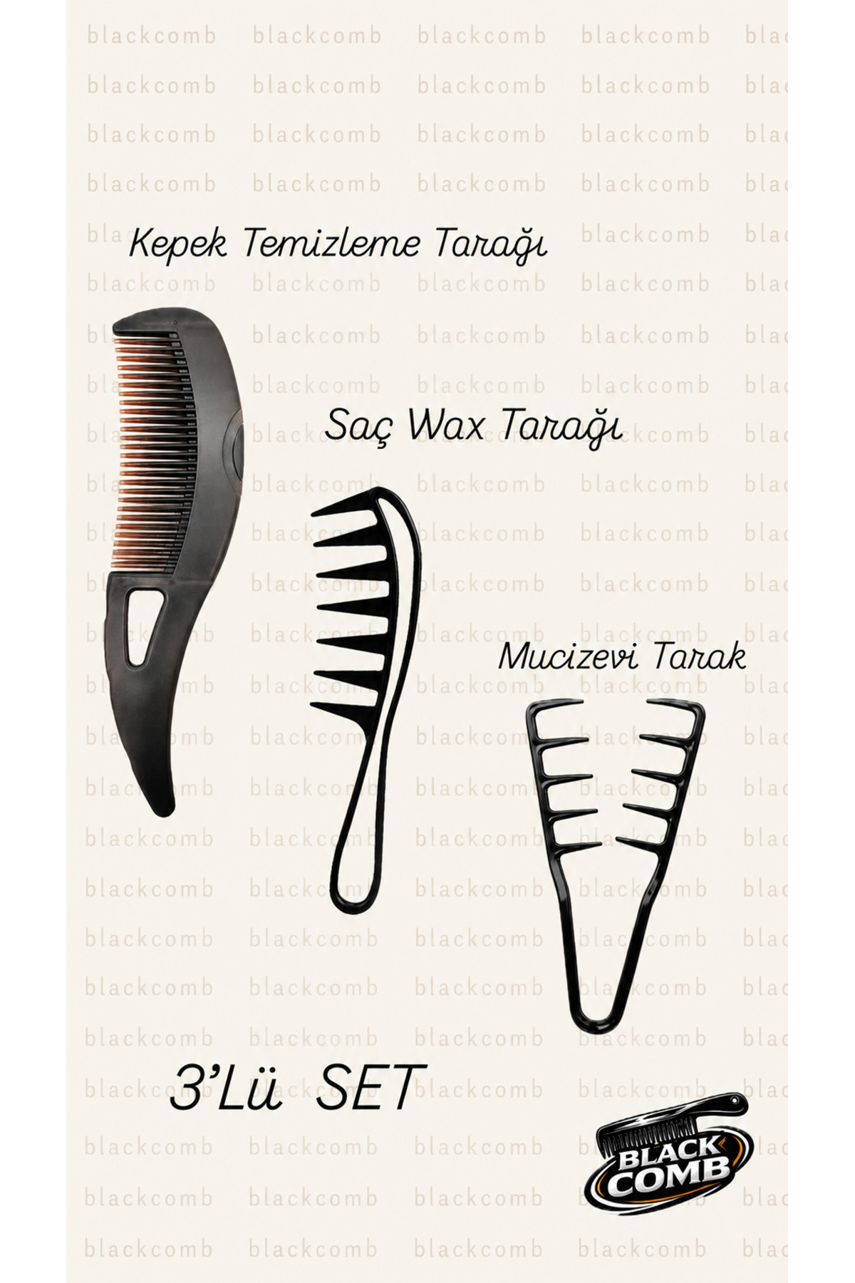 Üç Parçalık Saç Tarağı Takımı
