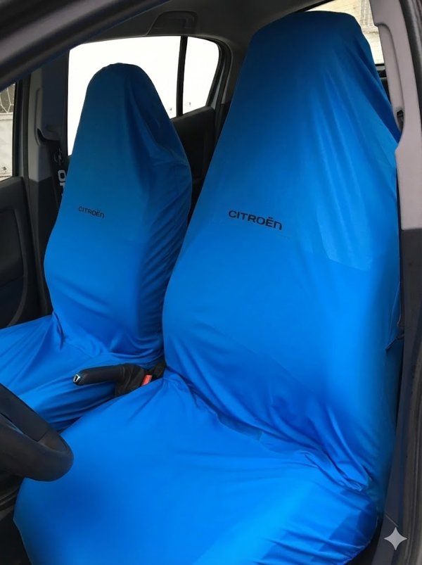 Likralı Kumaş Servis Kılıfı Ön 2'li Citroen Yazılı Mavi