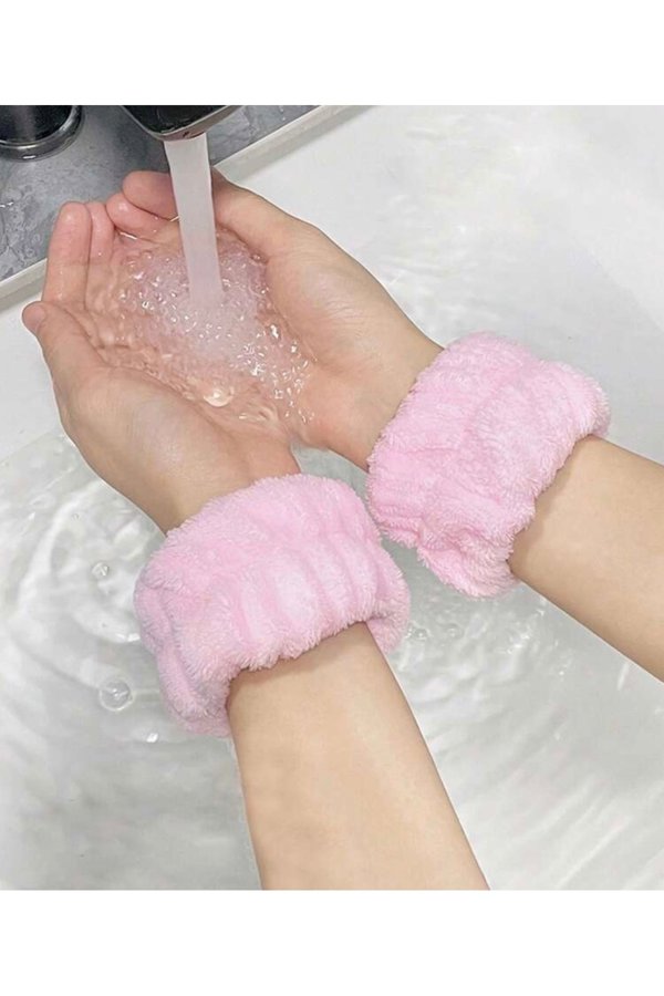 Peluş İkili Yıkama Bilekliği Saç Bandı