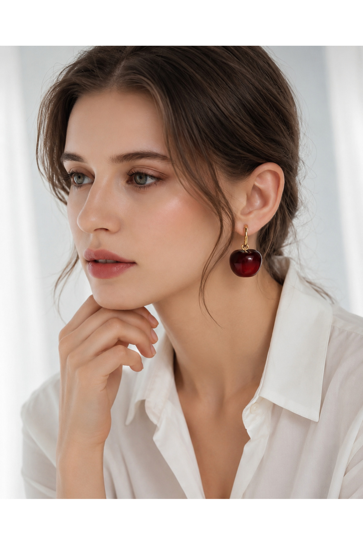 Kadın Halka Model Kiraz Küpe